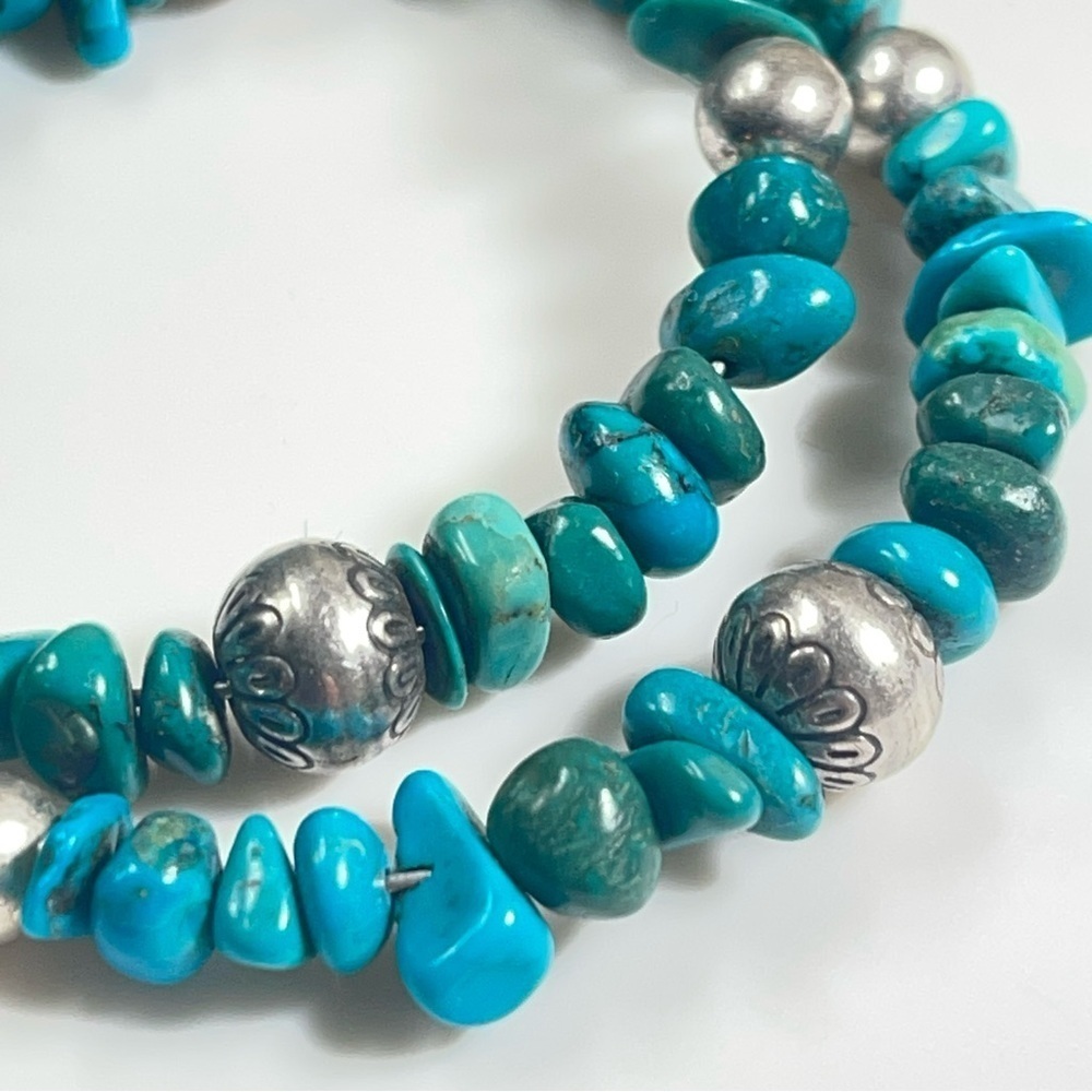 American West Carolyn Pollack Relios Turquoise and Silver Bead Wrap Bracelet - Picture 4 of 10
